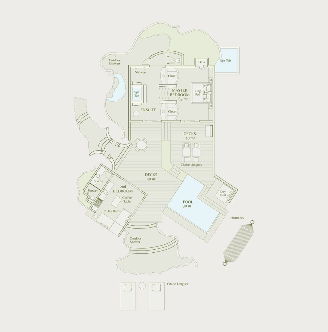 Premium Oceanfront Two-Bedroom Villa Floor Plan